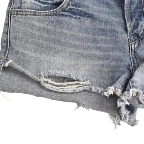 Free People  Jean Shorts Button Fly Distressed Blue Cutoffs Size 27 - Picture 2 of 8